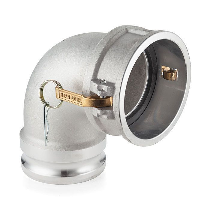 Камлок алюминиевый тип DА (переходник 90° розетка 3" х ниппель 3"), TL300DAAL90 TITAN LOCK