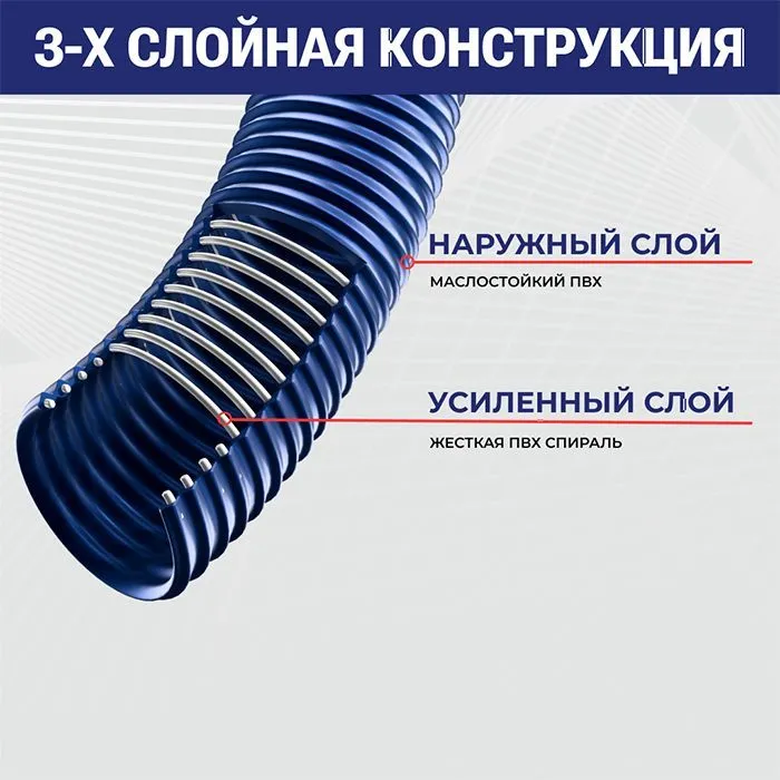 Маслобензостойкий ПВХ рукав «PECHORA», внутр.диам. 63мм, нап-всас., TL063PC TITAN LOCK