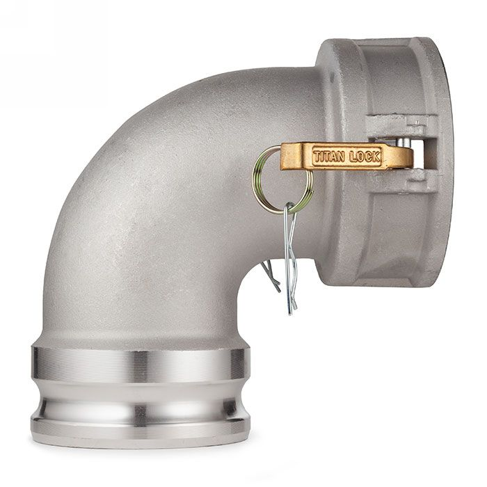 Камлок алюминиевый тип DА (переходник 90° розетка 3" х ниппель 3"), TL300DAAL90 TITAN LOCK