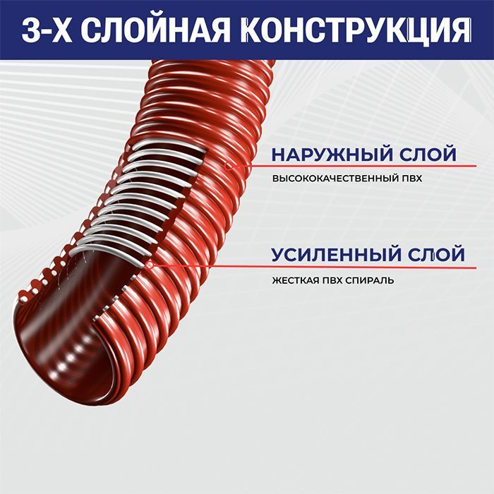 Морозостойкий рукав ПВХ для ассенизаторских машин и сточных вод "BALTIC", -40C, внутр.диам.125 мм. T