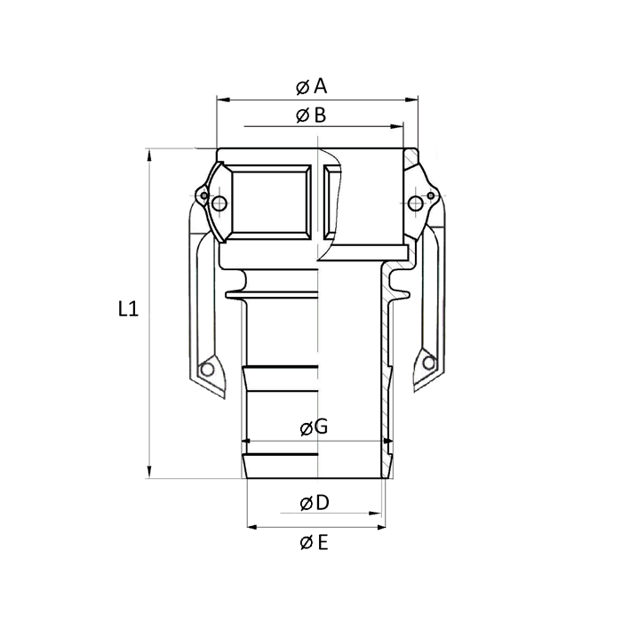Камлок полипропиленовый тип С, розетка с хвостовиком 4", TL400CPP TITAN LOCK