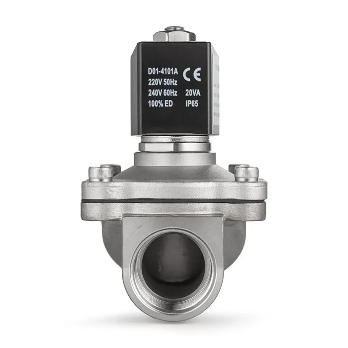 Соленоидный клапан нормально-открытый, прямого действия, 220В, PN10, Нерж.304/FKM, DN20, TLSO20/10FK