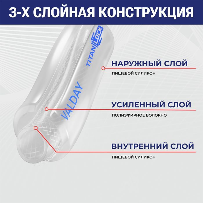 Силиконовый пищевой рукав "VALDAY" армированный нитью, -50 +200 C, вн.диам. 50 мм, TL050VD TITAN LOC