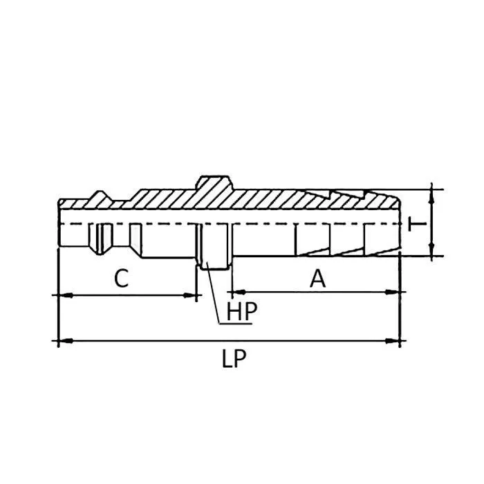 3/8in, БРС серия D, ISO 6150 B, ниппель, хвост под рукав, латунь TL3DMH-B TITAN LOCK
