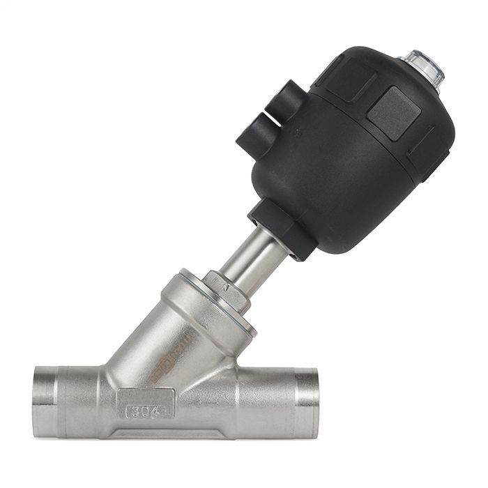 Седельный клапан угловой под приварку, нерж. 304 с пневмоприводом (полипроп.), DN32 TL32CPAVPP-WD TI