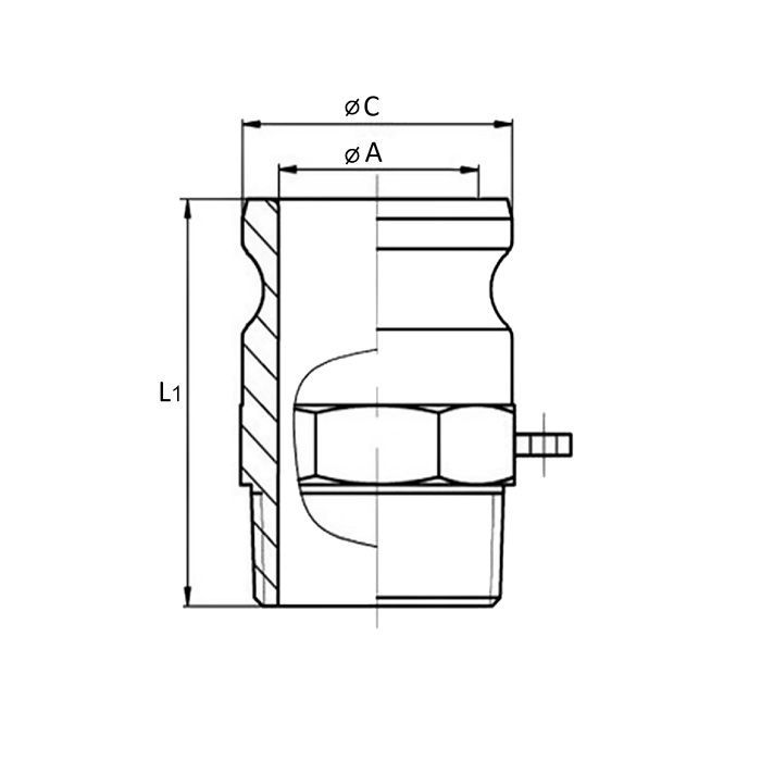 Камлок полипропиленовый тип F ниппель, наружная. резьба BSP 1 1/2", TL150FPP TITAN LOCK