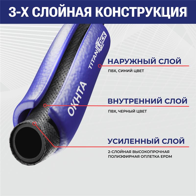 Шланг ПВХ для компрессоров "OKHTA", синий, вн.диам. 19мм, TL020OH TITAN LOCK