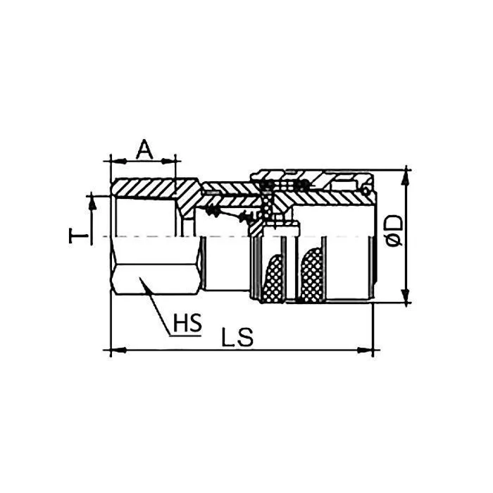 1/4in, БРС серия D, ISO 6150 B, розетка, внутр.резьба, латунь TL2DF-B TITAN LOCK