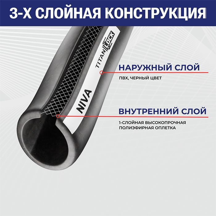 Напорный ПВХ рукав для опрыскивателей и сжатого воздуха "NIVA", -15С, внутр.д. 19 мм, TL020NA TITAN 