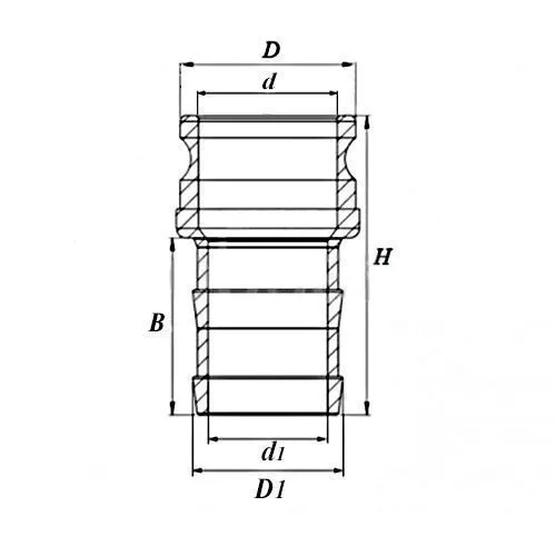 Камлок нержавеющий тип E, ниппель с хвостовиком 1/2", AISI316, TL50ESS316 TITAN LOCK