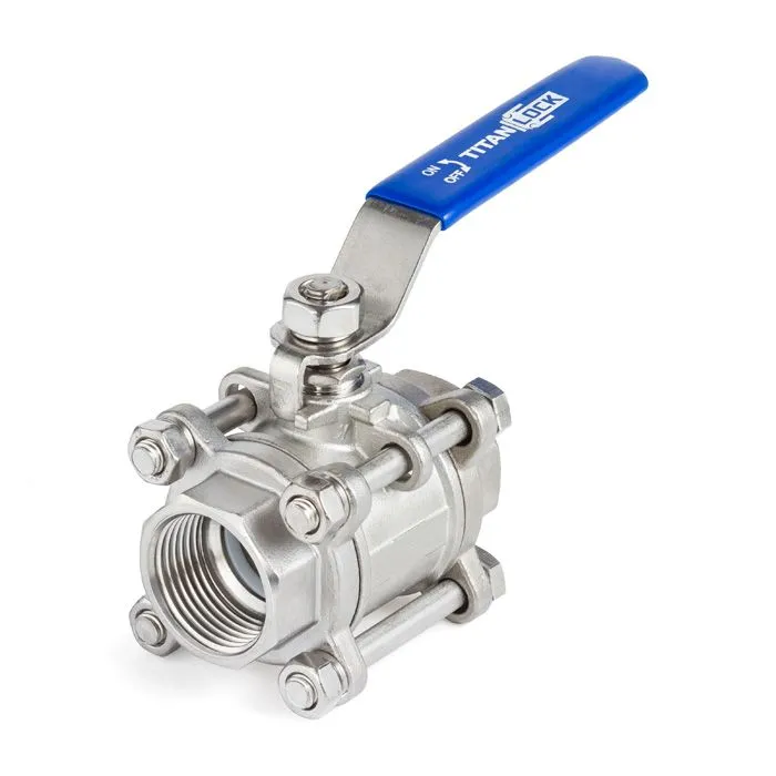 6in, Трехсоставной шаровый кран из нержавеющей стали (AISI 304) типа "резьба-резьба", TL600TPBVSS TI