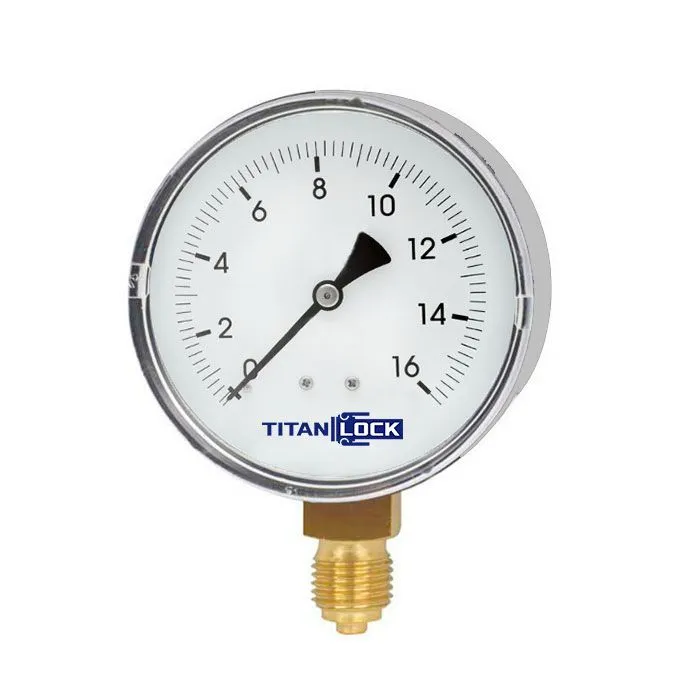 Манометр нержавеющий виброустойчивый, 16/0,2 Бар, корп.63мм, креп.снизу 3/8, TLSPGV63D3/8 TITAN LOCK