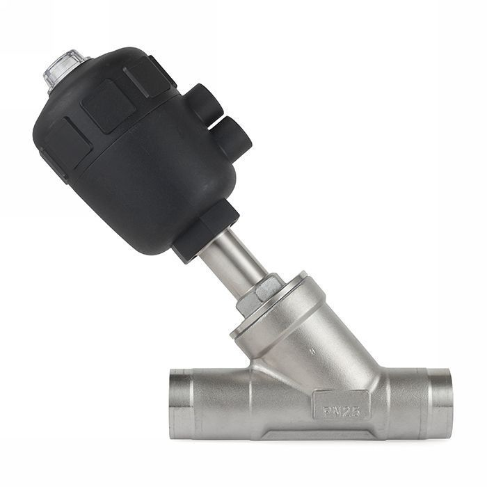 Седельный клапан угловой под приварку, нерж. 304 с пневмоприводом (полипроп.), DN15 TL15CPAVPP-WD TI