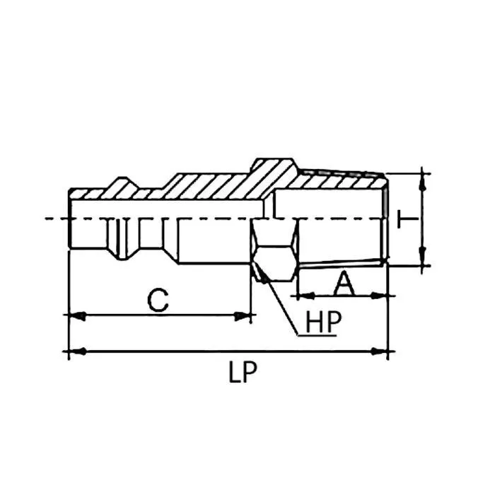 1/4in, БРС серия D, ISO 6150 B, ниппель, нар.резьба, латунь TL2DMS-B TITAN LOCK