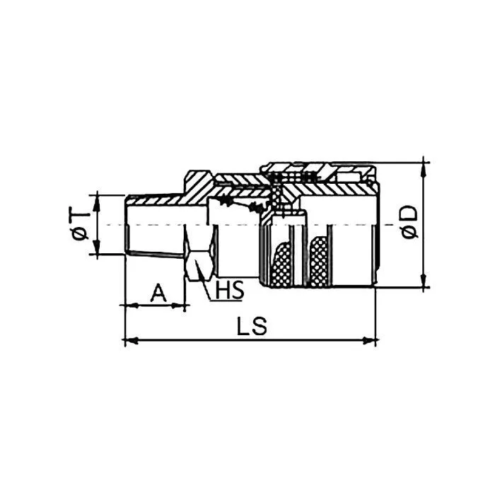 1/2in, БРС серия D, ISO 6150 B, розетка, нар.резьба, латунь TL4DFS-B TITAN LOCK