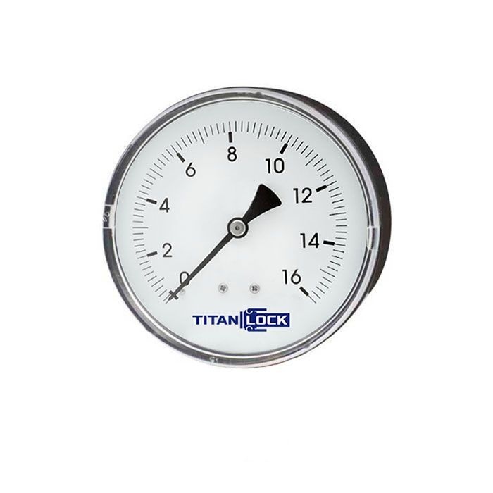 Манометр стандартный пластиковый, 16/0,2 Бар, корп.100мм, креп.сзади 1/2, TLPPG100B1/2 TITAN LOCK