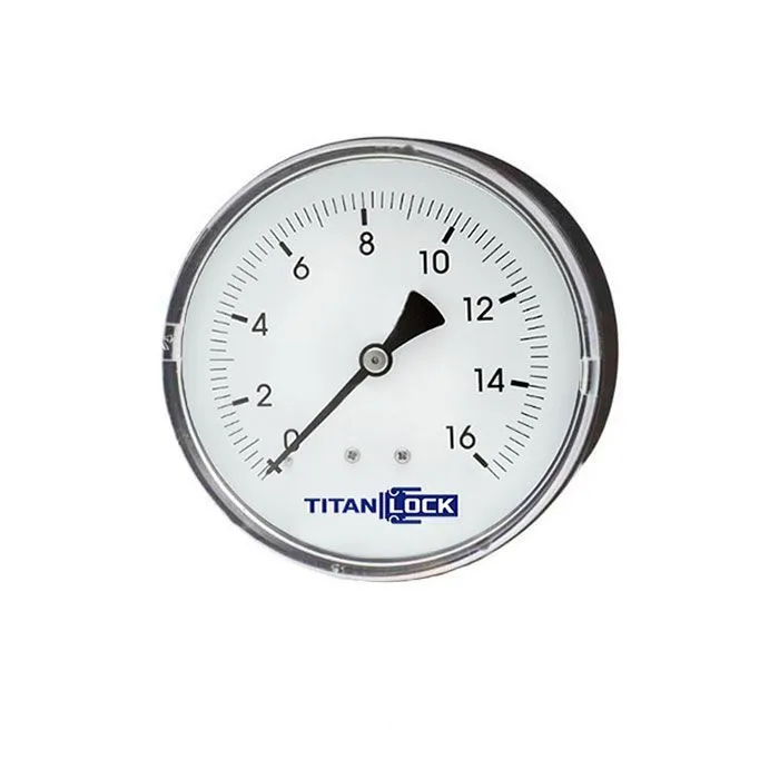Манометр стандартный пластиковый, 16/0,2 Бар, корп.63мм, креп.сзади 3/8, TLPPG63B3/8 TITAN LOCK