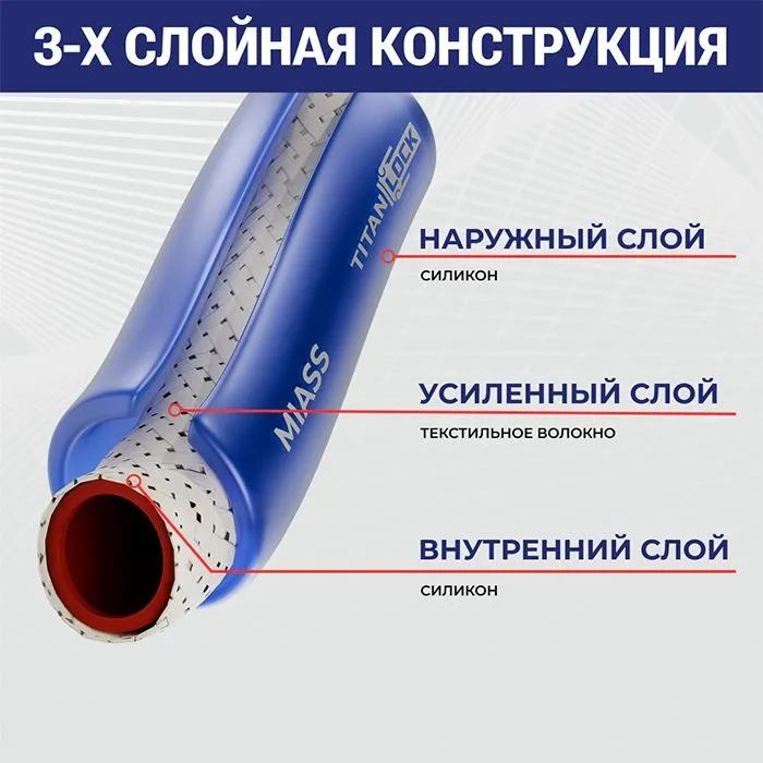 Шланг силиконовый армированный синий "MIASS", вн.диам. 27 мм., TL027MS TITAN LOCK