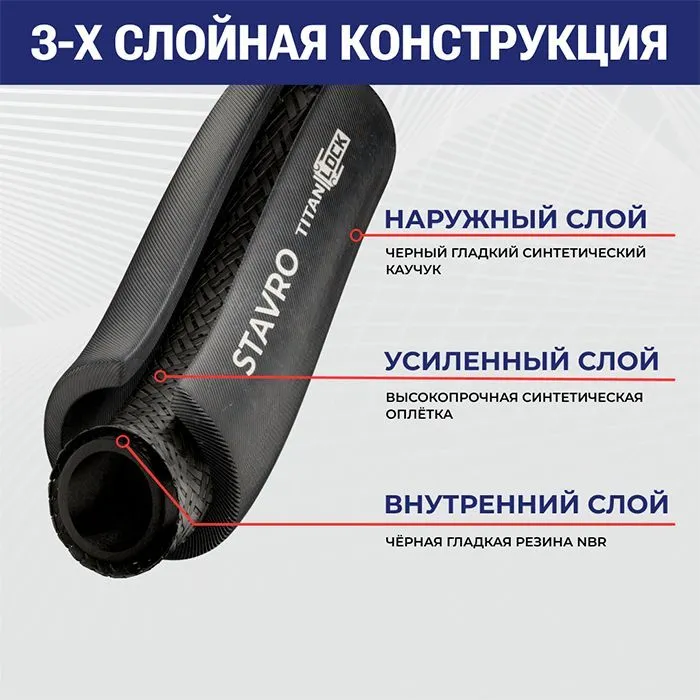 Рукав для воды и воздуха «STAVRO», вн. диам. 13мм, 20bar, TL013SV TITAN LOCK