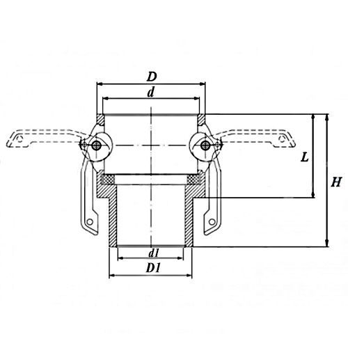 Камлок нержавеющий тип B розетка, наруж. резьба BSP 2 1/2", AISI316, TL250BSS316 TITAN LOCK